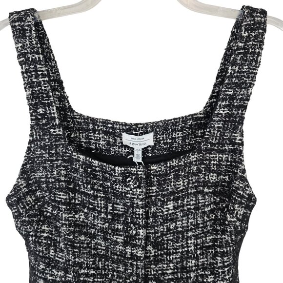 & Other Stories Women US 6 Mini Dress B&W Recycled Cotton Tweed Square Neck $199 - Picture 3 of 12